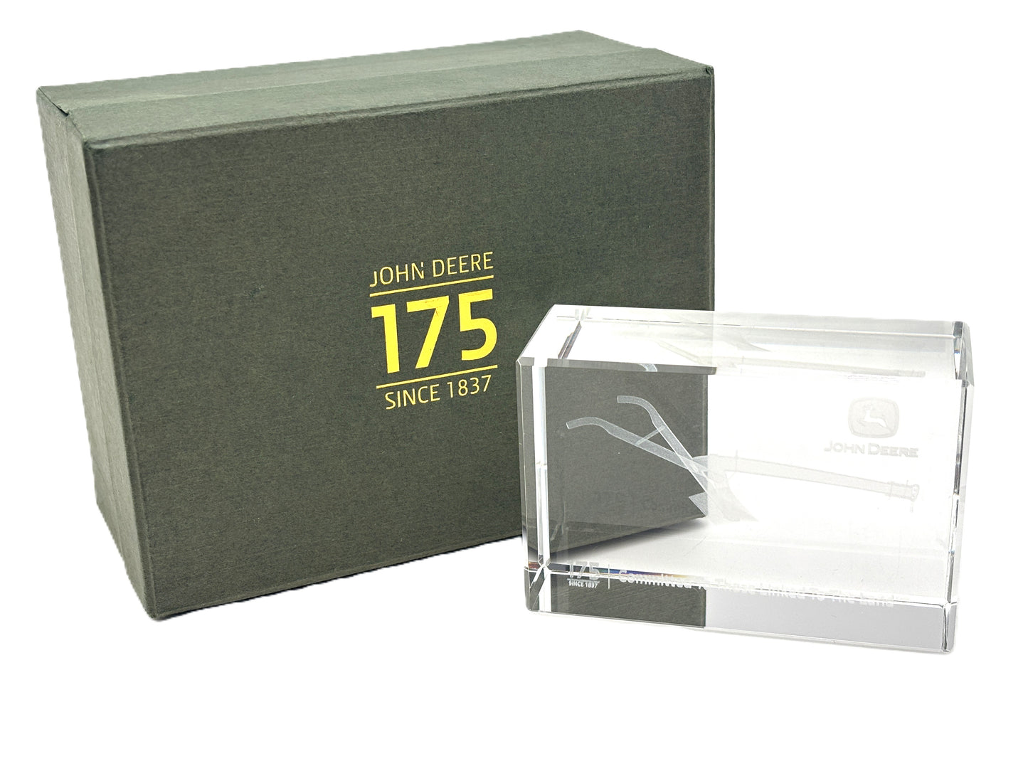 John Deere Crystal Paperweight 175th