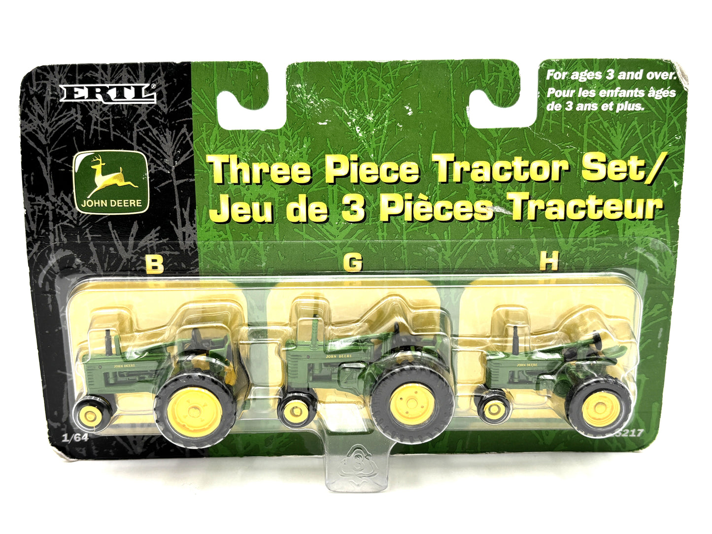 1/64 John Deere B, G, H 3 Piece Tractor Set