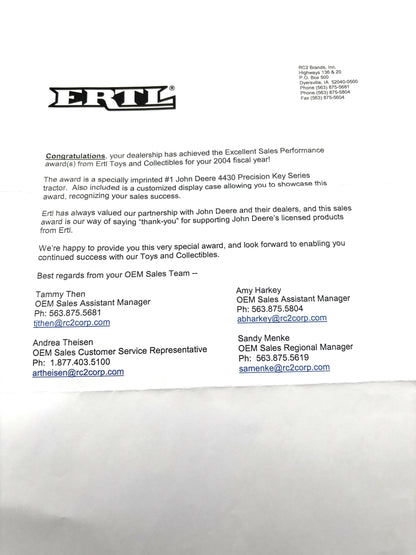 1/16 John Deere 4430 Precision Sales Award