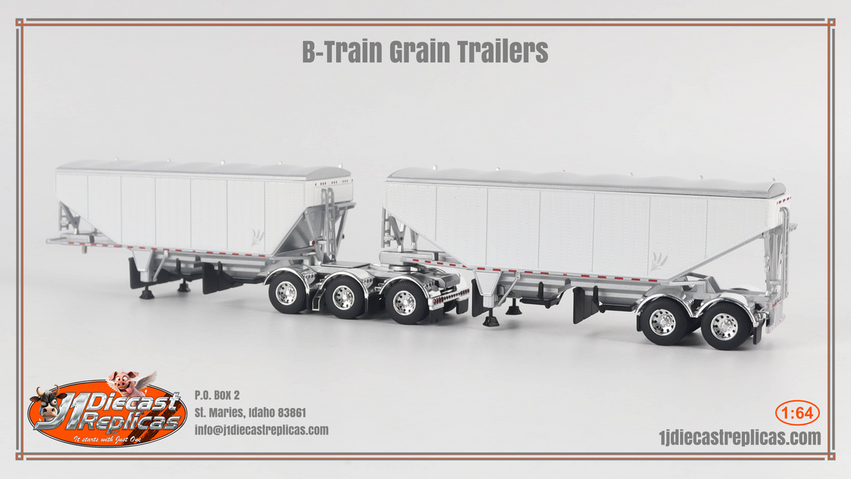 1/64 Super B Trailer Set (White w/silver frame)